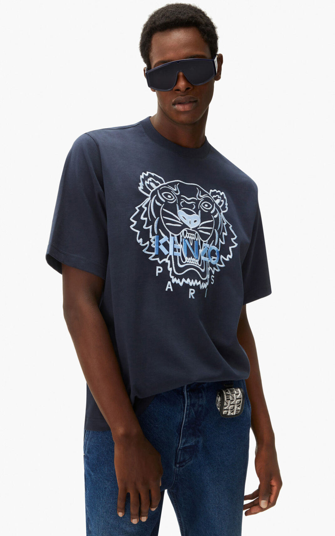 Camiseta Kenzo Loose fitting Tiger Masculino - Azuis Pretas | 852SUWKYT